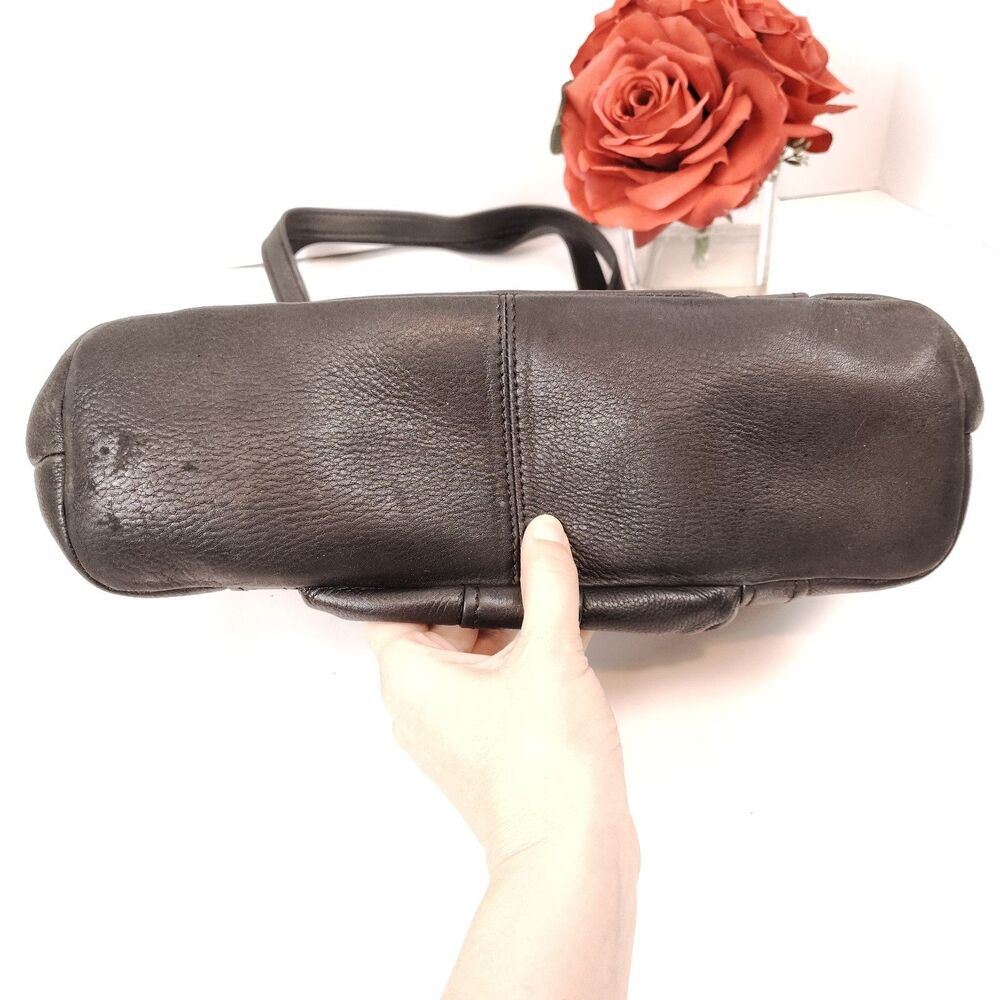 FLAW Fossil Black Leather Handbag Shoulder Bag Vintage Purse - Picture 4 of 16